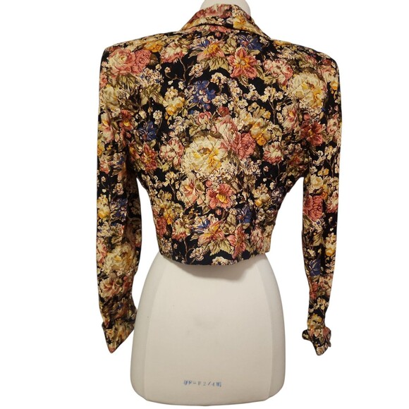 Vintage J.S.J John Roberts Quilted Top Womens 9/10 Dark Floral Cottage Whimsical - Picture 5 of 10